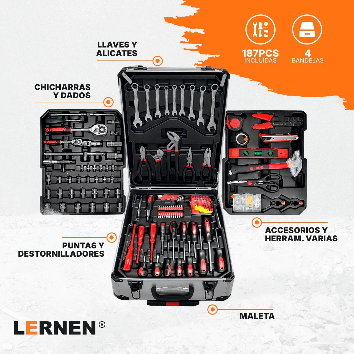 LERNEN - Kit Herramientas Manuales Pro Lernen 187 pcs
