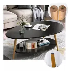 MUNDO MAGIA - Mesa Ovalada Negra De Centro Estilo Clasico