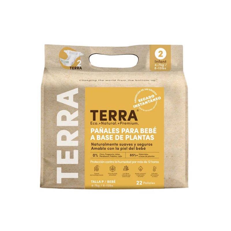 TERRA - Pañales Terra Biodegradables Talla P 22 uns