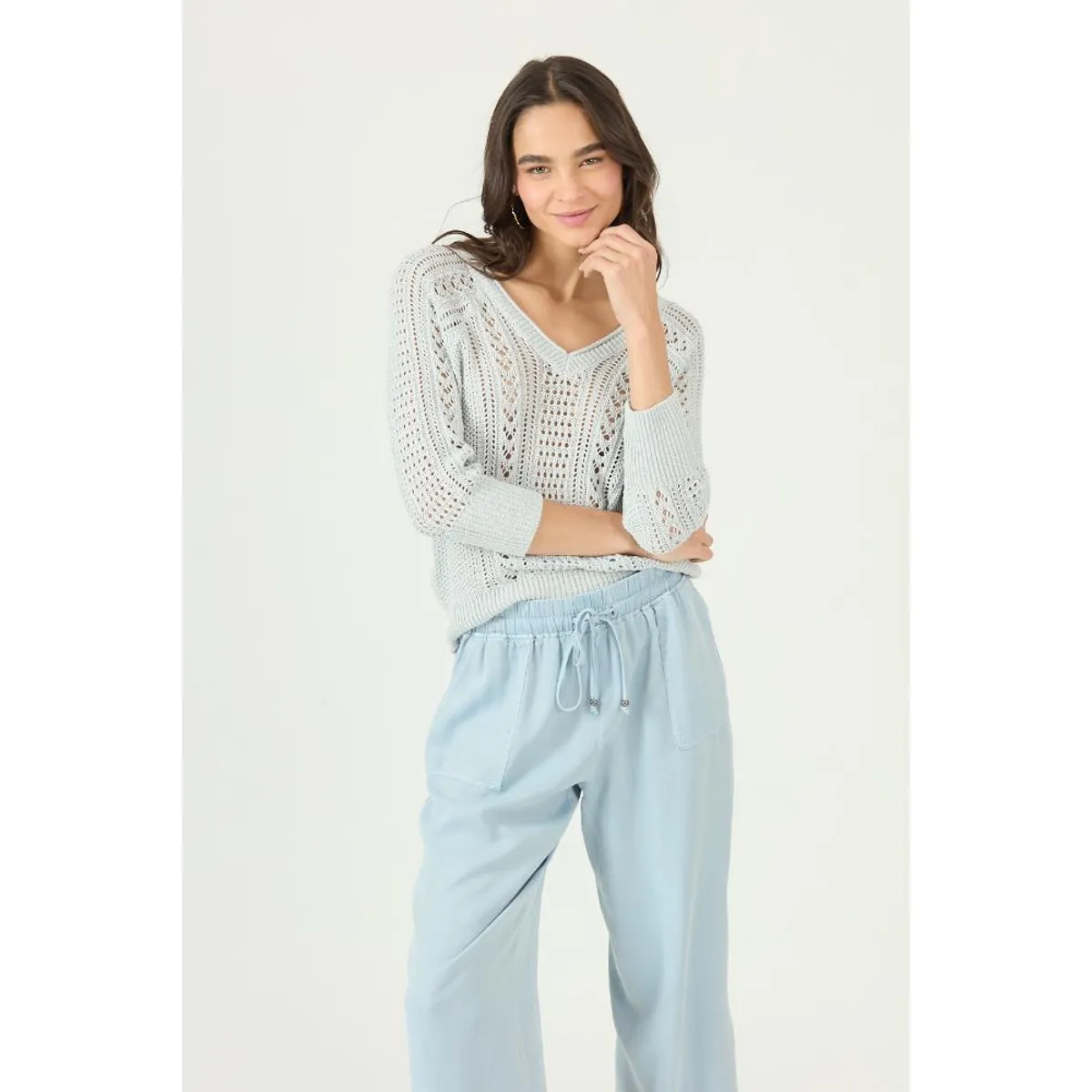 PRIVILEGE - Sweater celeste 2964