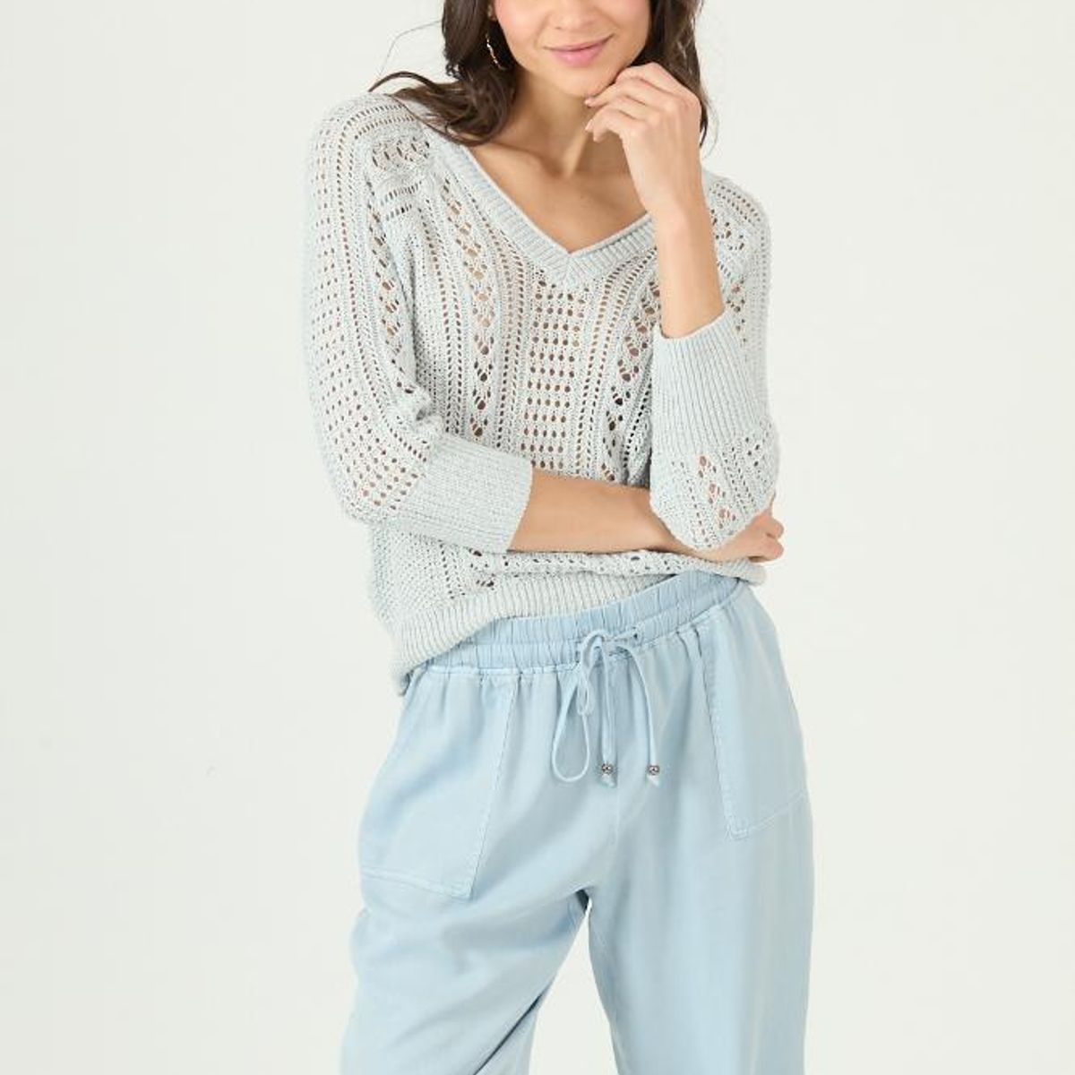 PRIVILEGE - Sweater celeste 2964