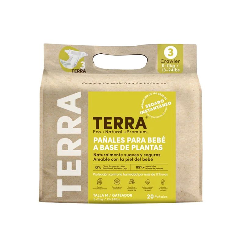 TERRA - Pañales Terra Biodegradables Talla M 20 uns