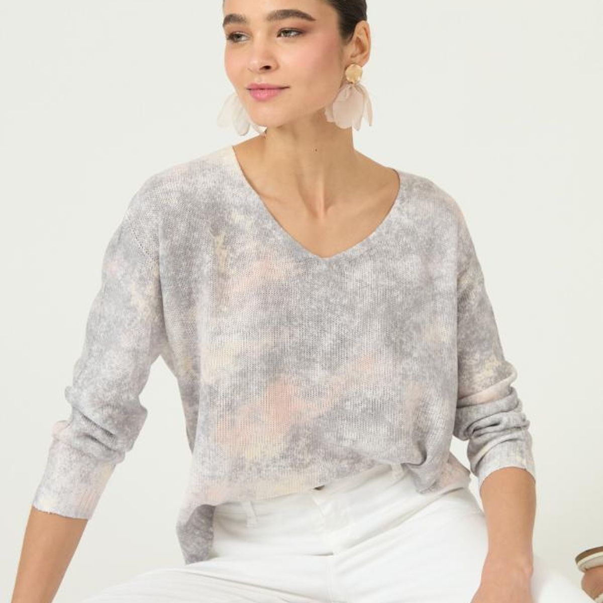 PRIVILEGE - Sweater gris estampado PRIVILEGE 3124