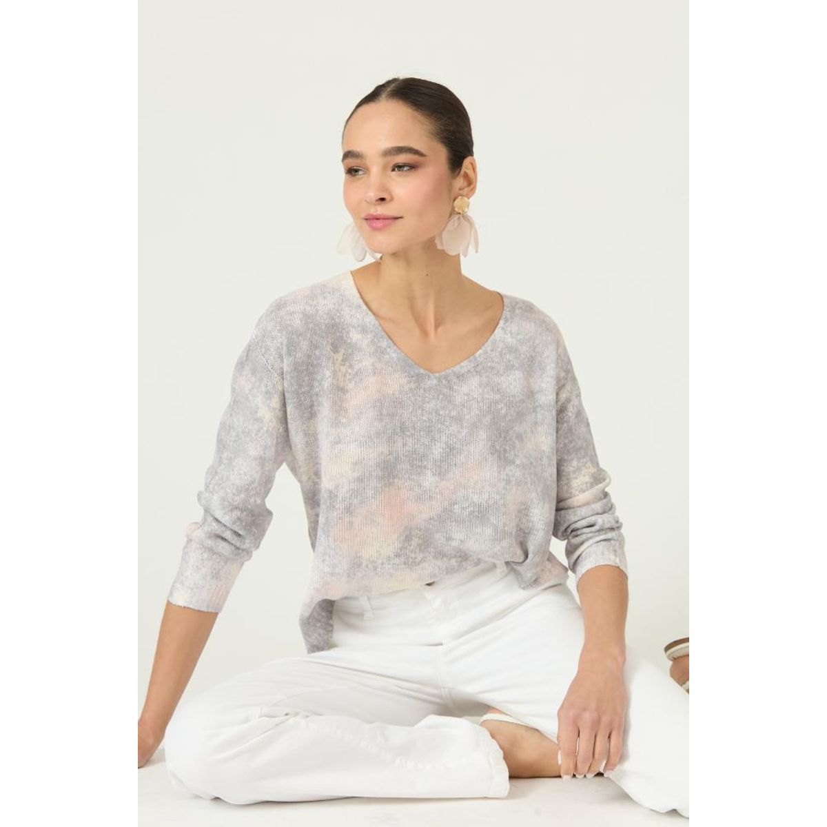 PRIVILEGE - Sweater gris estampado PRIVILEGE 3124