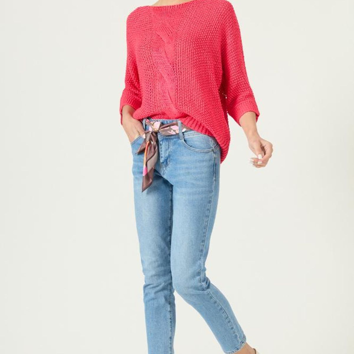 PRIVILEGE - Sweater fucsia trenzas 2972