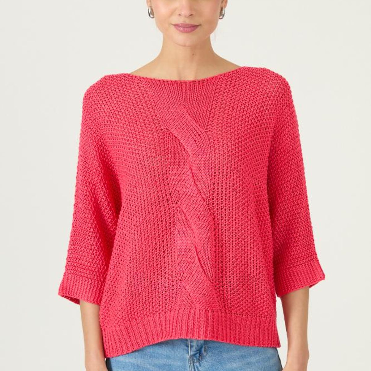 PRIVILEGE - Sweater fucsia trenzas 2972