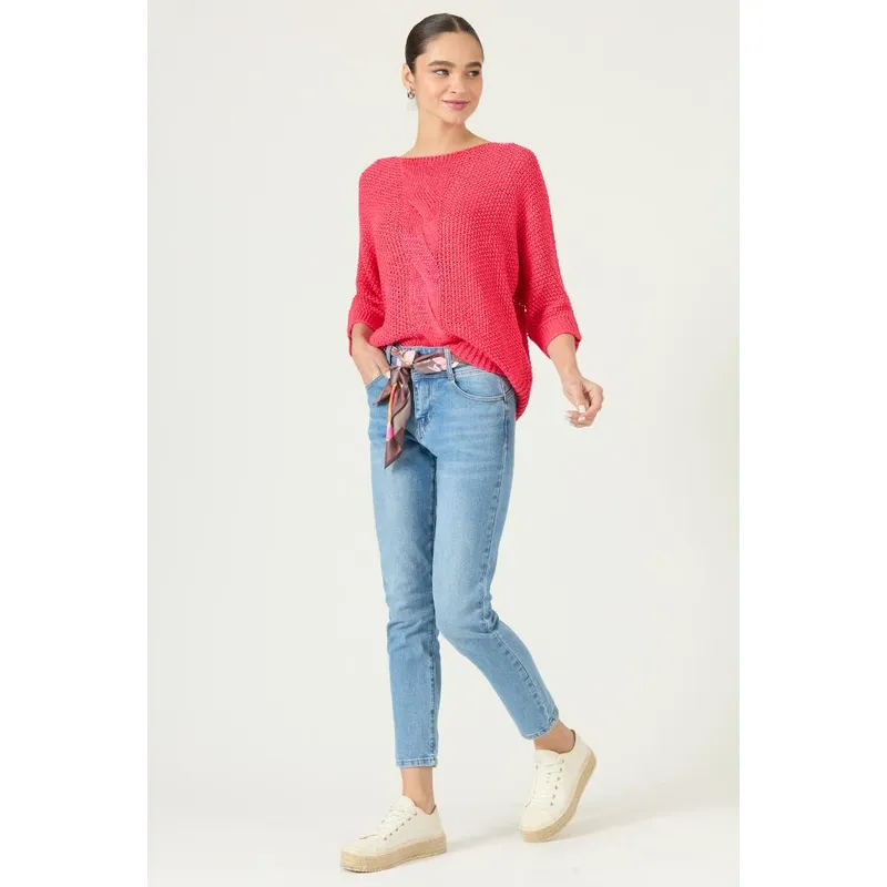 PRIVILEGE - Sweater fucsia trenzas 2972