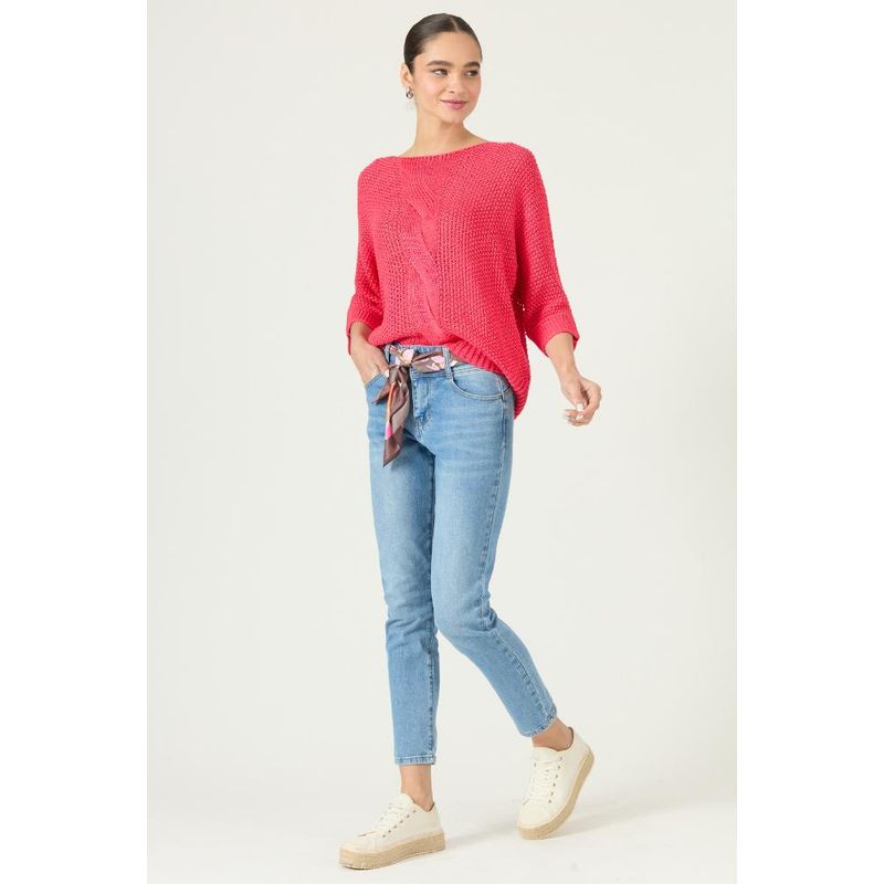 PRIVILEGE - Sweater fucsia trenzas 2972