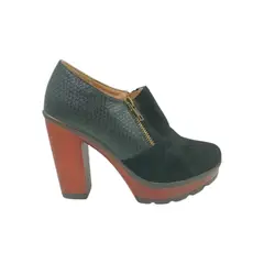 HERIEL - Zapato Negro Gamuza Taco Mujer