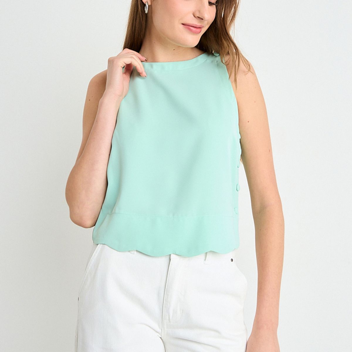 IO - Blusa Lisa Mujer Celeste Io