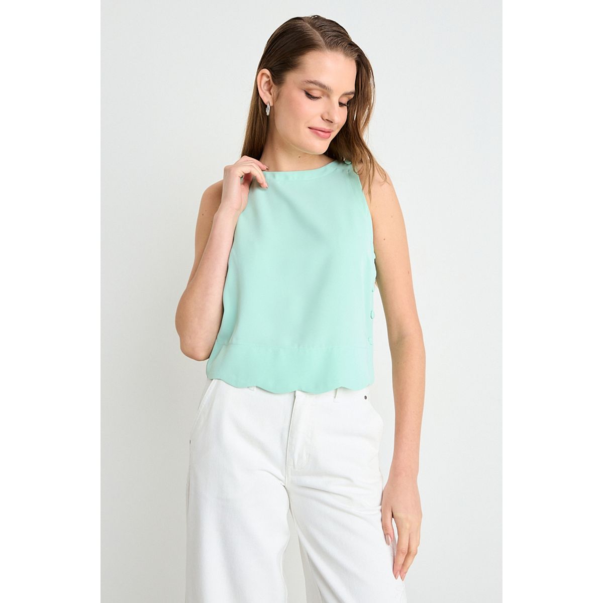 IO - Blusa Lisa Mujer Celeste Io