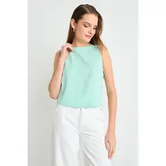 IO - Blusa Lisa Mujer Celeste