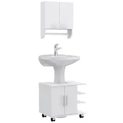 TUHOME - Combo Mueble Para Lavamanos + Botiquin 2 Puertas Big Bath Blanco