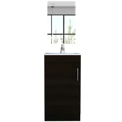 TUHOME - Combo Mueble Vanitorio De Bano Con Lavamanos + Espejo Wengue