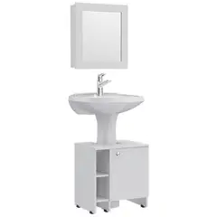 TUHOME - Combo Mueble Para Lavamanos + Botiquin Con Espejo 1 Puerta Blanco