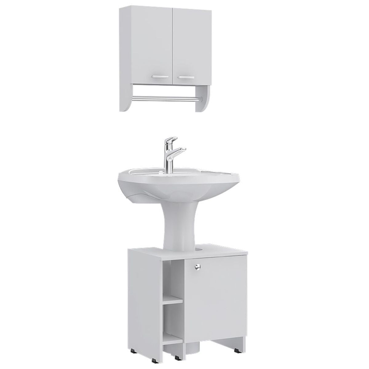 TUHOME - Combo Botiquin 2 Puertas + Mueble Para Lavamanos Blanco