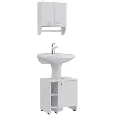 TUHOME - Combo Botiquin 2 Puertas + Mueble Para Lavamanos Blanco