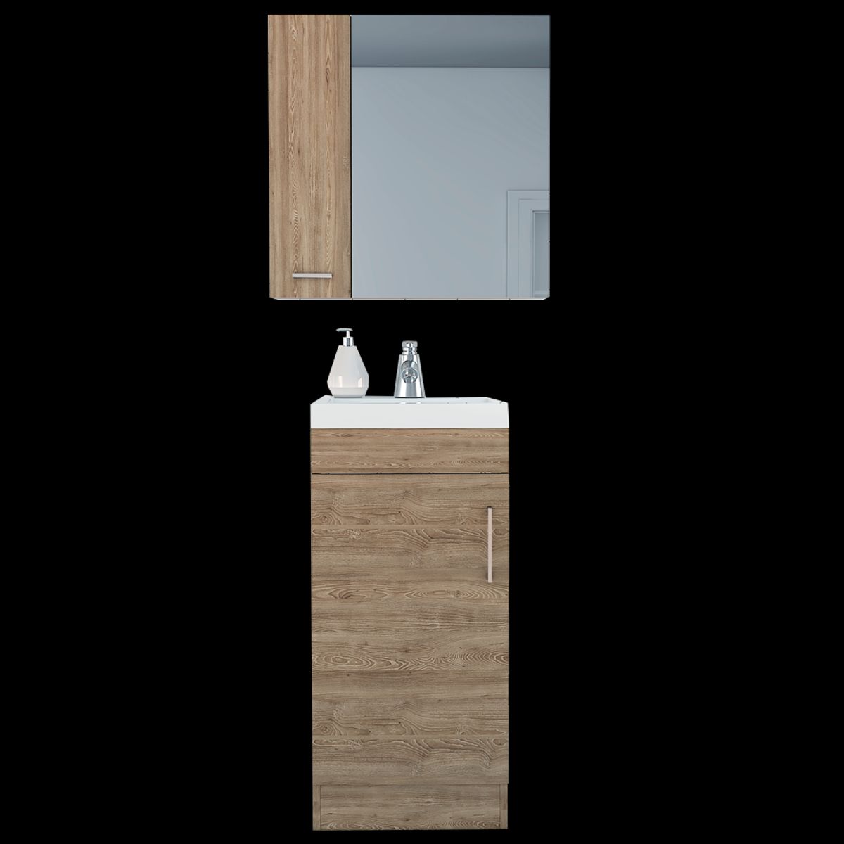 TUHOME - Combo Mueble Vanitorio De Bano + Botiquin Con Espejo 2 Puertas