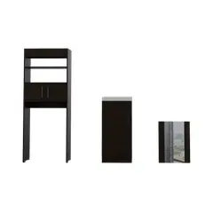 TUHOME - Combo Mueble Vanitorio + Espejo + Estante Wc 2 Puertas Madrid Wengue