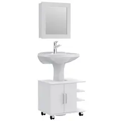 TUHOME - Combo Mueble Para Lavamanos 2 Puertas + Botiquin Con Espejo Blanco