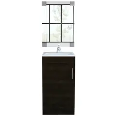 TUHOME - Combo Mueble Vanitorio De Bano 1 Puerta + Espejo Wengue