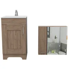 TUHOME - Combo Mueble Vanitorio 1 Puerta + Botiquin Con Espejo Miel