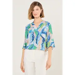 MA GRIFFE - Blusa Manga Larga Mujer Celeste Magriffe