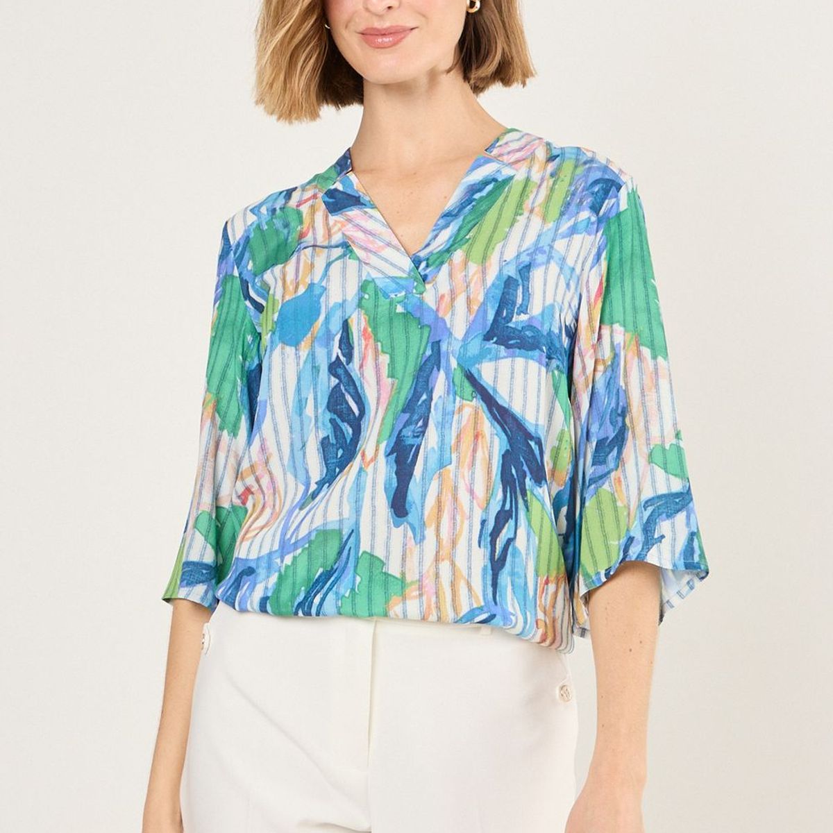 MA GRIFFE - Blusa Manga Larga Mujer Celeste Magriffe