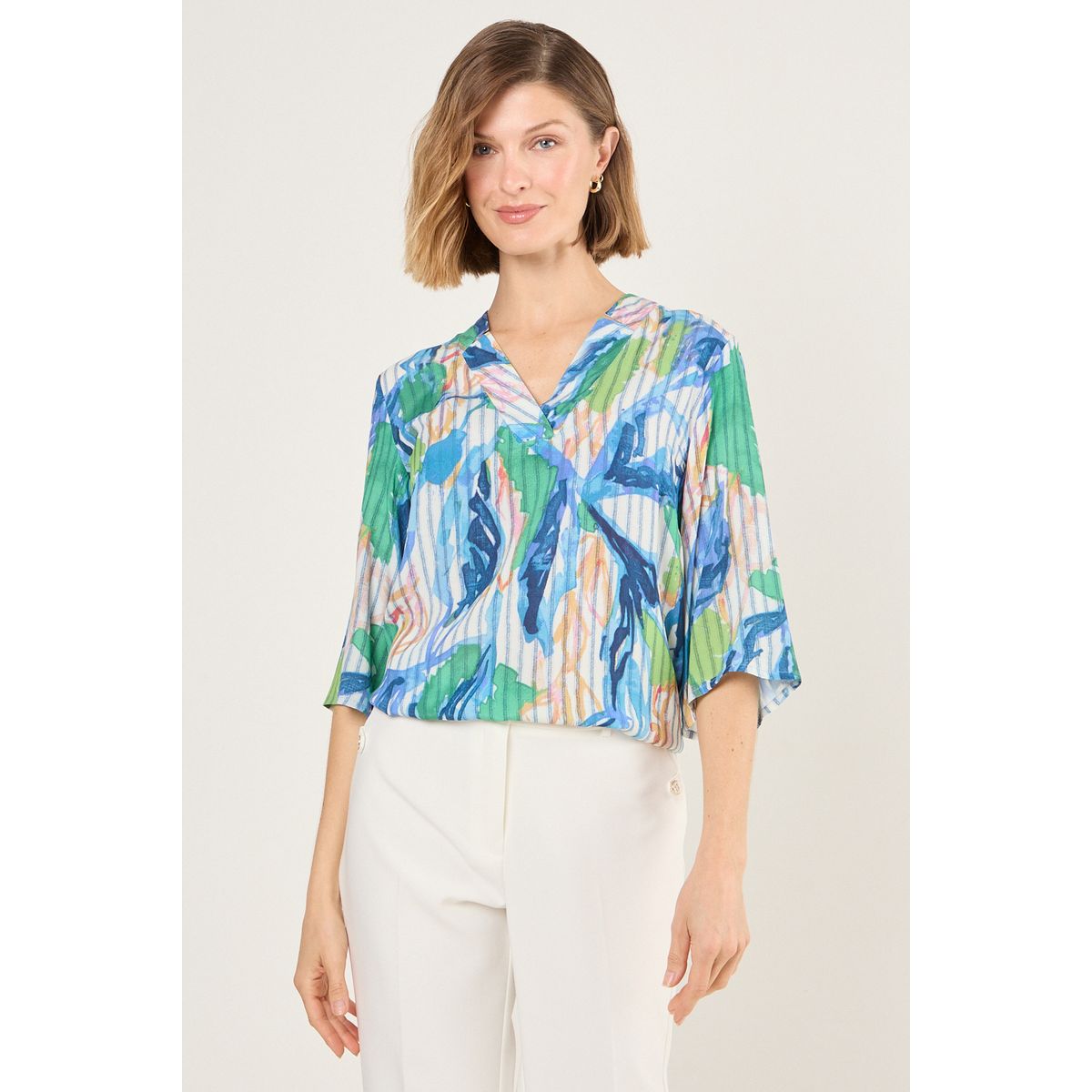 MA GRIFFE - Blusa Manga Larga Mujer Celeste Magriffe