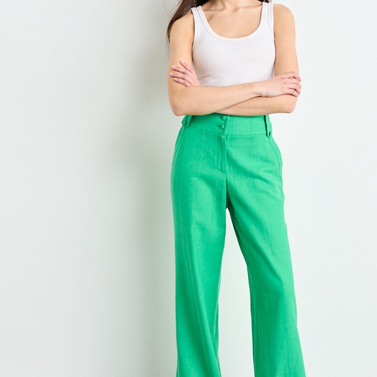 IO - Pantalon Liso Mujer Verde Oliva Io