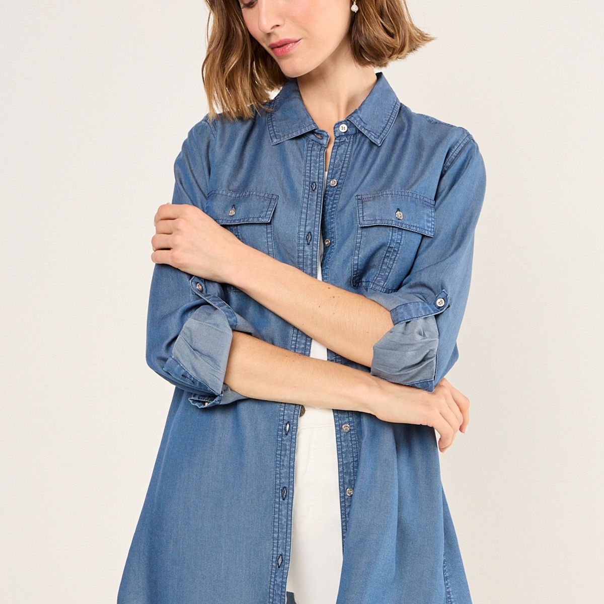 MA GRIFFE - Blusa Lisa Mujer Azul Magriffe