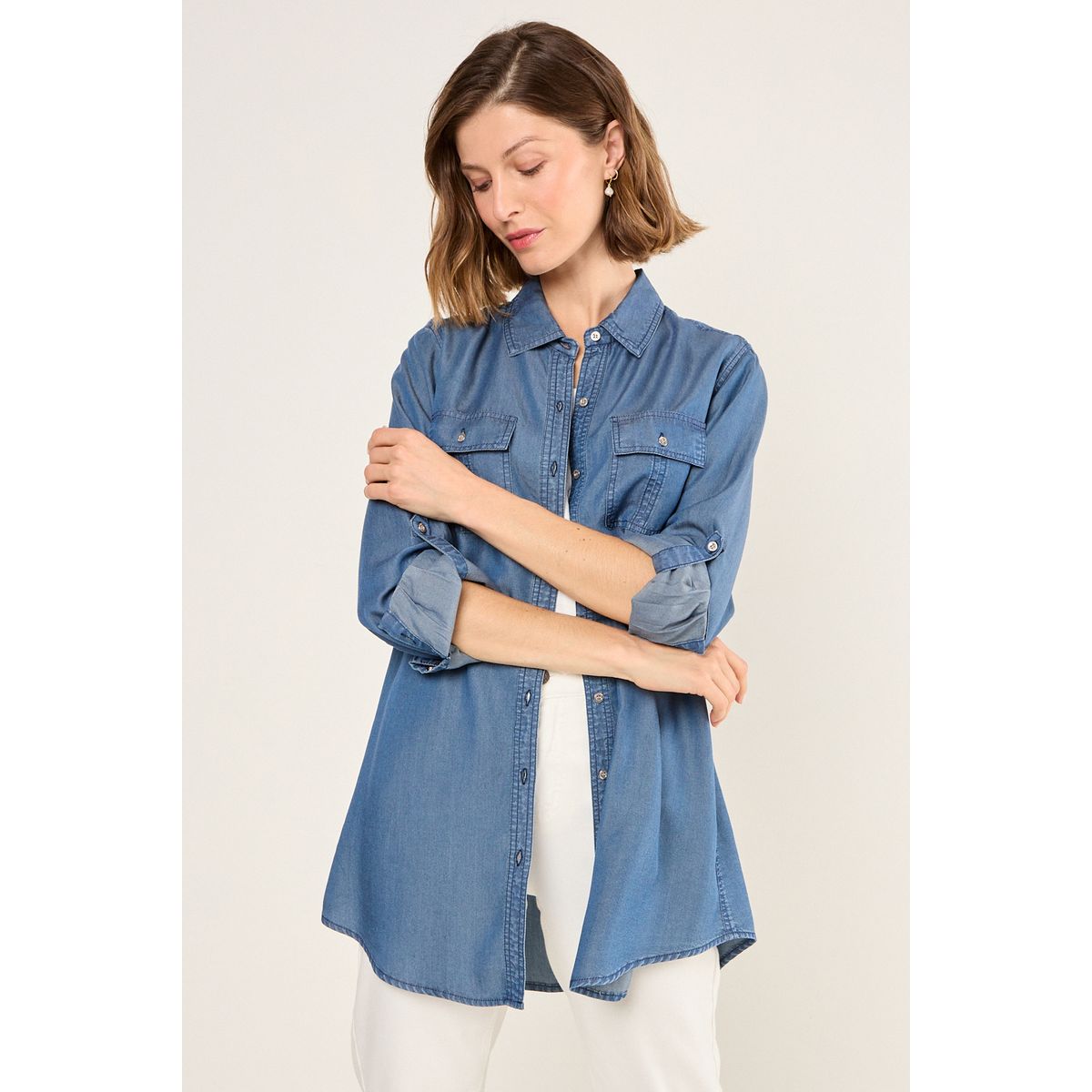 MA GRIFFE - Blusa Lisa Mujer Azul Magriffe