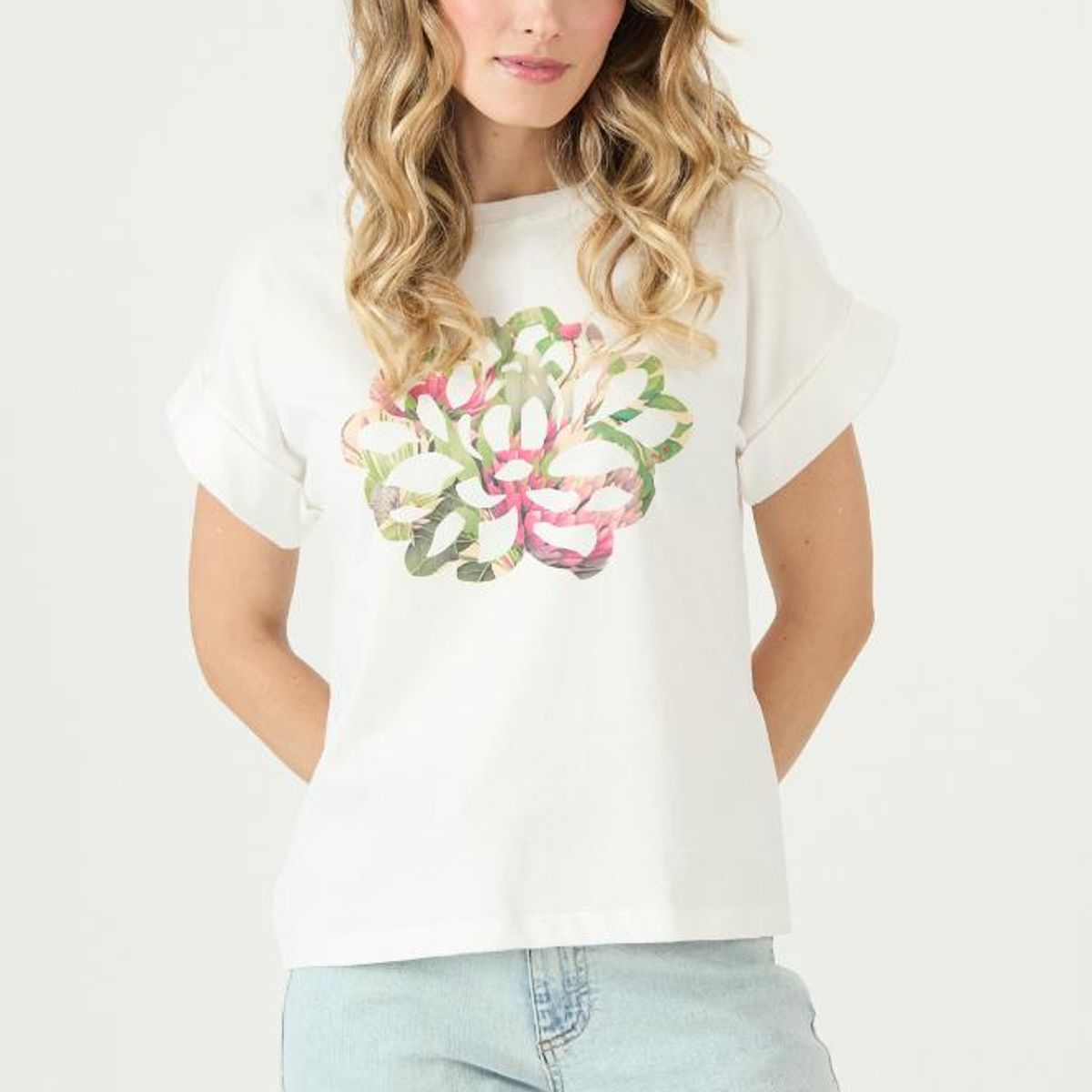 PRIVILEGE - Polera blanca estampada PRIVILEGE 3035