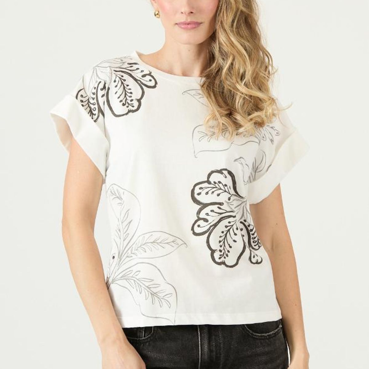 PRIVILEGE - Polera blanca estampada PRIVILEGE 3036