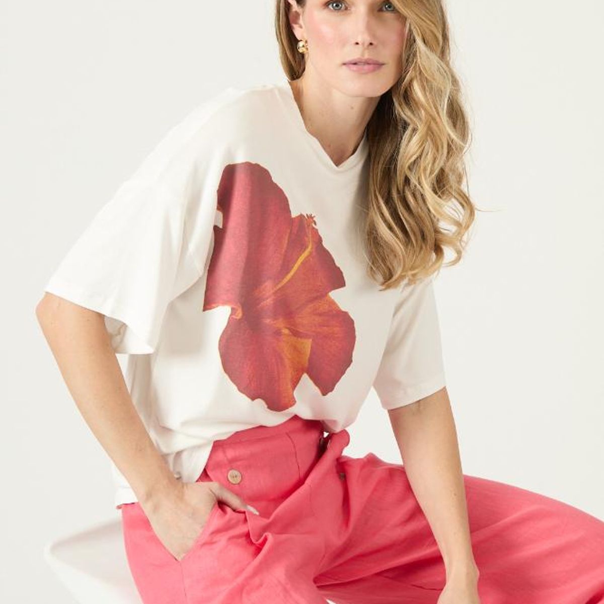 PRIVILEGE - Polera blanca estampada PRIVILEGE 3038