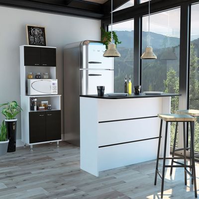 Imagen 2 del producto Combo Isla De Cocina + Mueble Microondas 4 Puertas Blanco Y Wengue