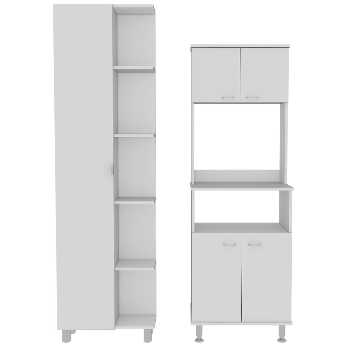 TUHOME - Combo Despensa Cocina 1 Puerta + Mueble Microondas 4 Puertas Blanco