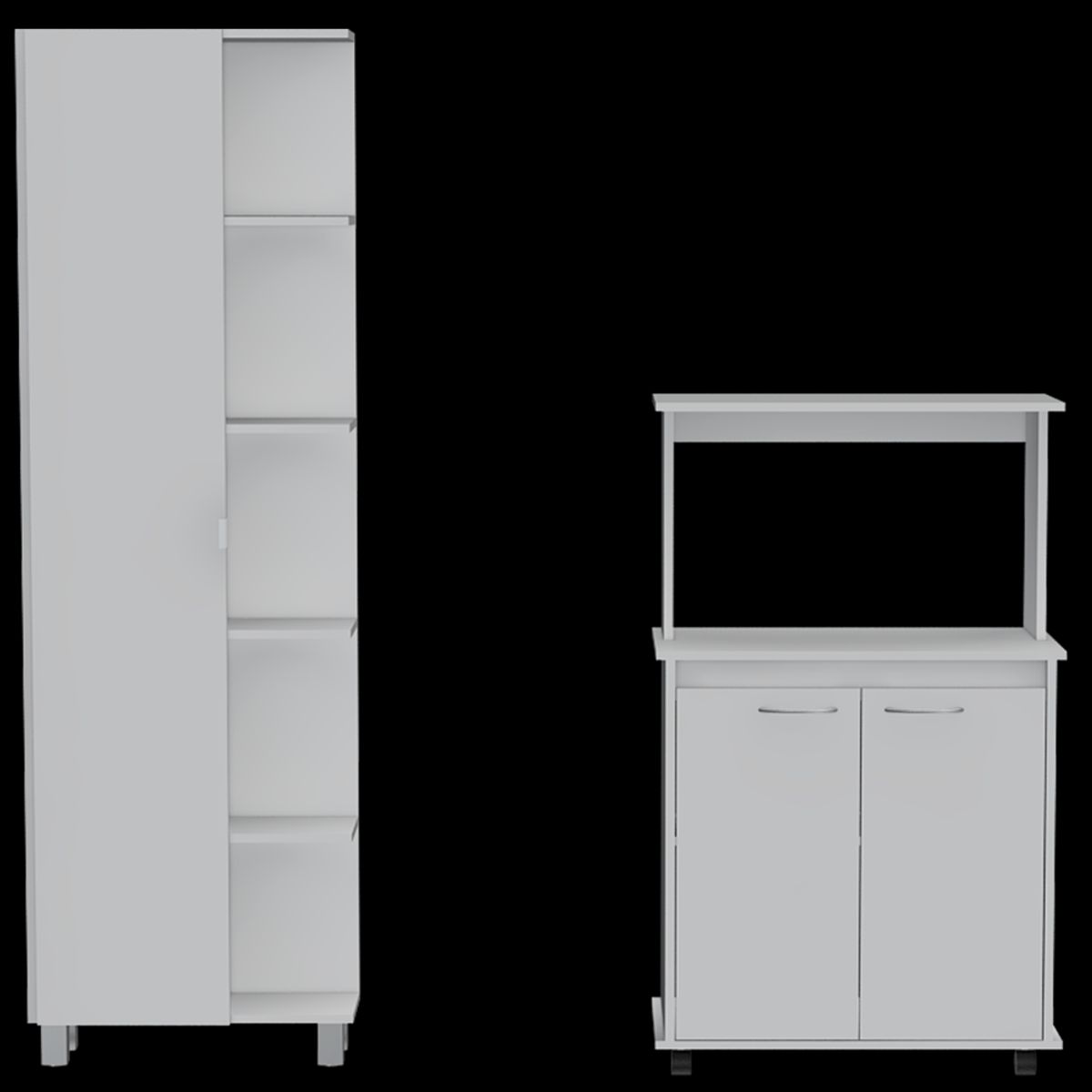 TUHOME - Combo Mueble Microondas Con Ruedas + Despesna 1 Puerta Blanco