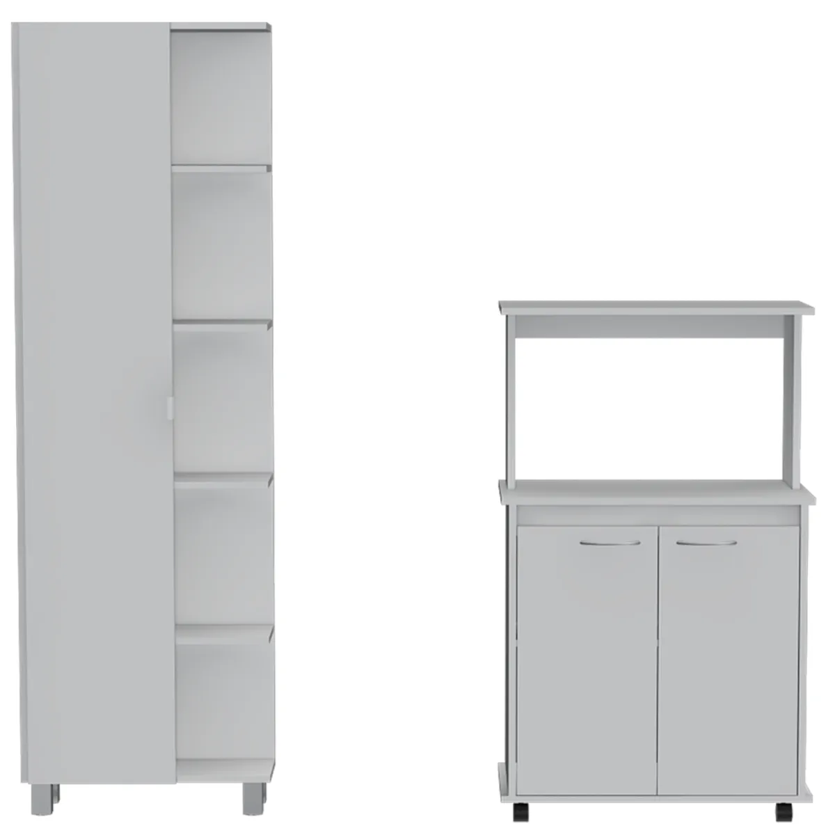 TUHOME - Combo Mueble Microondas Con Ruedas + Despesna 1 Puerta Blanco