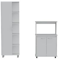 Combo Mueble Microondas Con Ruedas + Despesna 1 Puerta Blanco