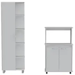TUHOME - Combo Mueble Microondas Con Ruedas + Despesna 1 Puerta Blanco
