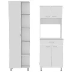 TUHOME - Combo Mueble Microondas 4 Puertas 1 Cajon + Despesna 1 Puerta Blanco