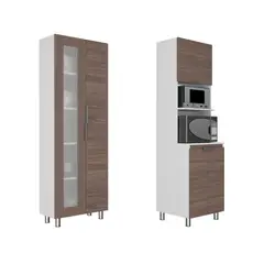 TUHOME - Combo Despesa 2 Puertas + Mueble Microondas 4 Puertas Castaño