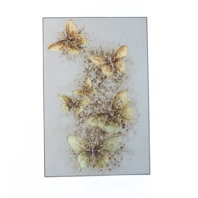 NECTAR - Cuadro BUTTERFLY pintura en tela canvas con marco 80 x 120 cm