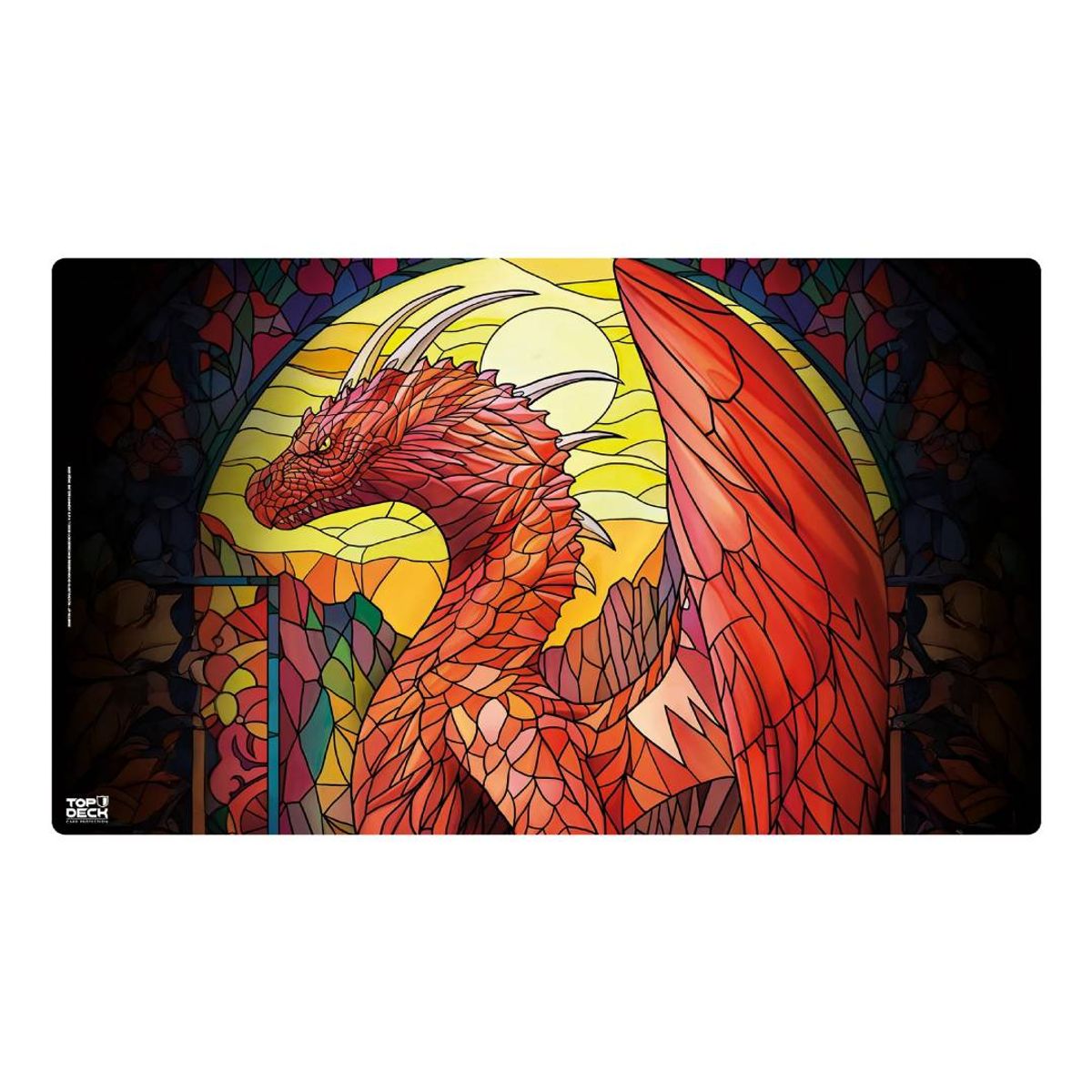 GENERICO - Playmat Topdeck Colección Vitrales - Dragón Rojo