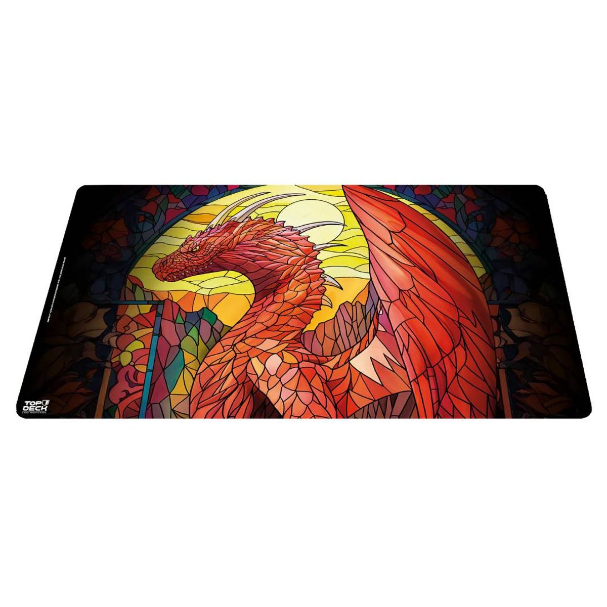 GENERICO - Playmat Topdeck Colección Vitrales - Dragón Rojo