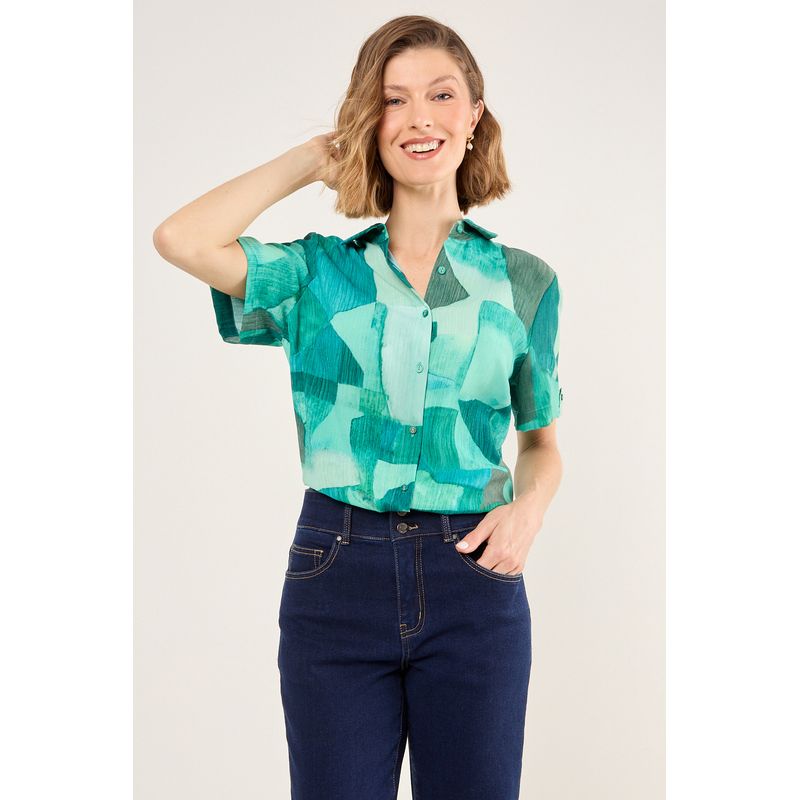 MA GRIFFE Blusas Manga Corta Mujer Verde Magriffe