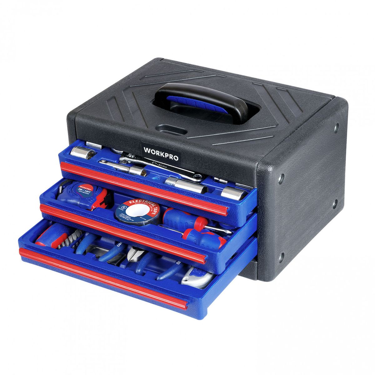 WORKPRO - Baul de herramientas 3 cajones 125 piezas