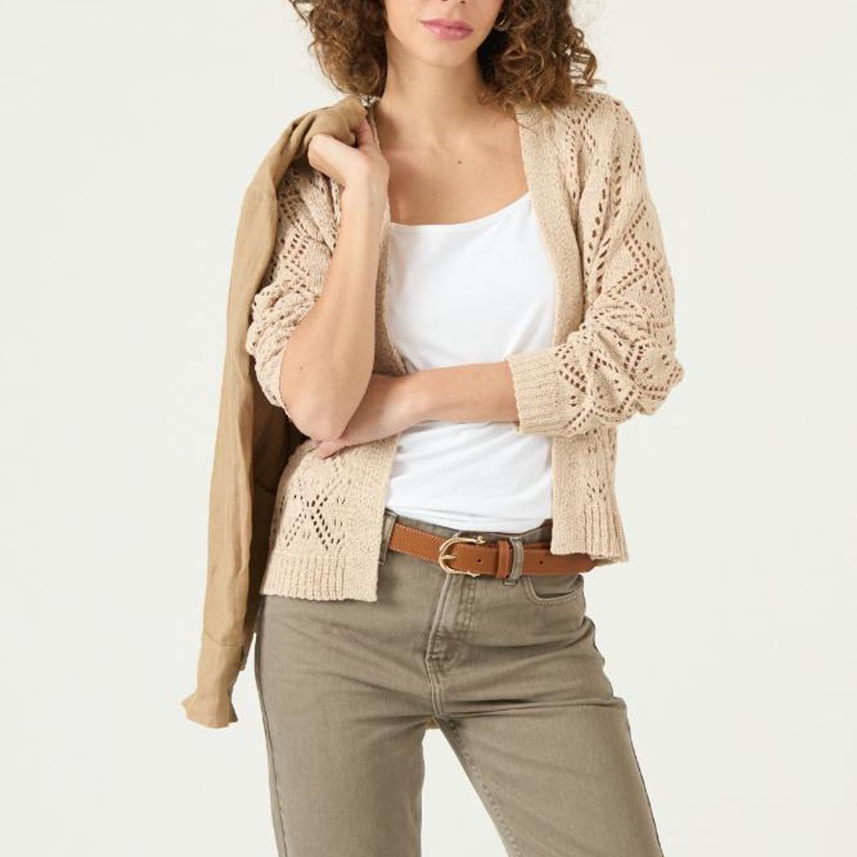 PRIVILEGE - Tapado tejido beige PRIVILEGE 3380