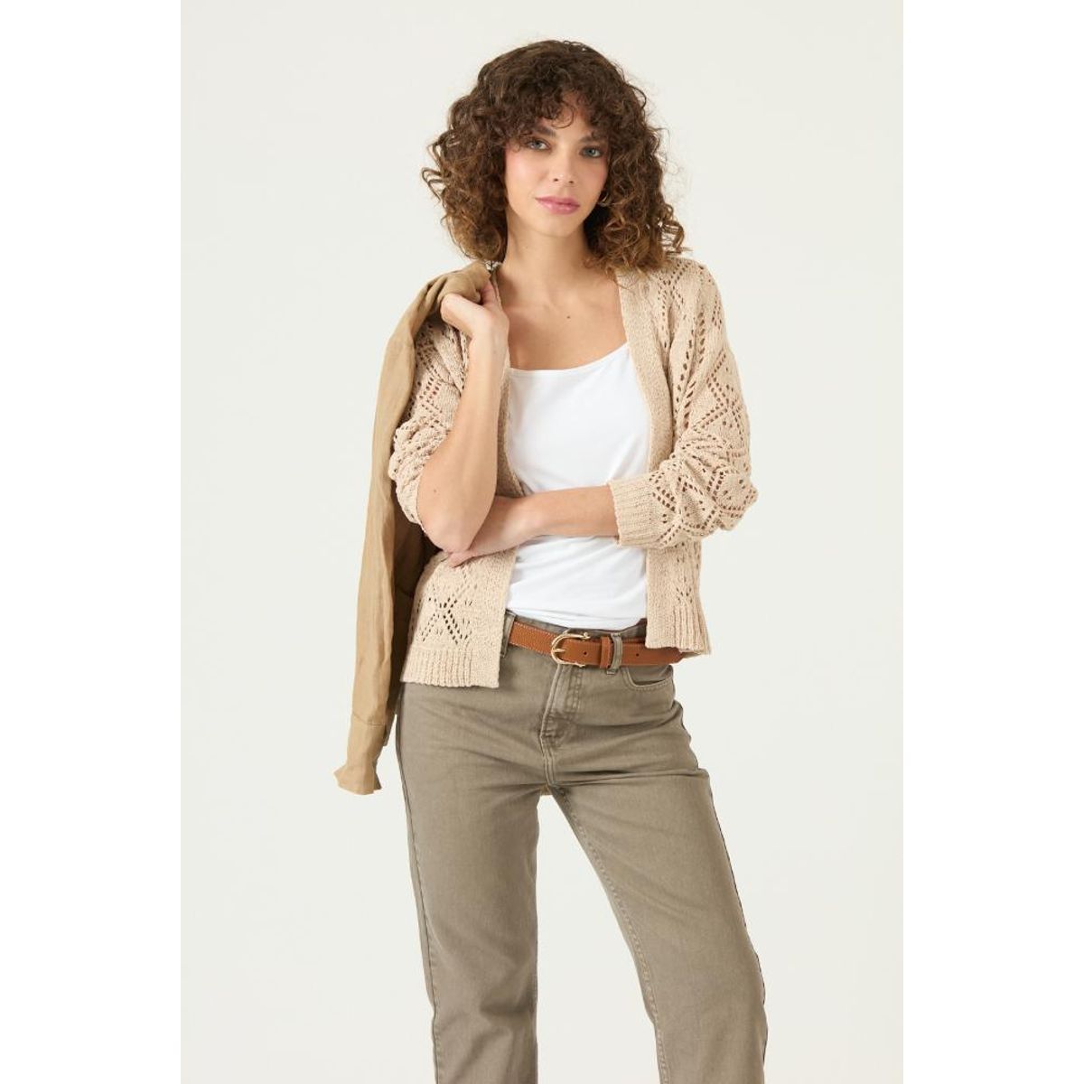 PRIVILEGE - Tapado tejido beige PRIVILEGE 3380